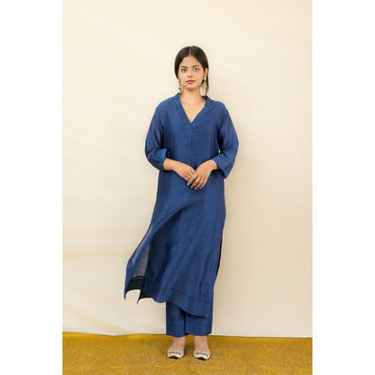 MITHI SUPARI Navy Blue Kanti Kurta with Pant and Embroidered Dupatta (Set of 3)