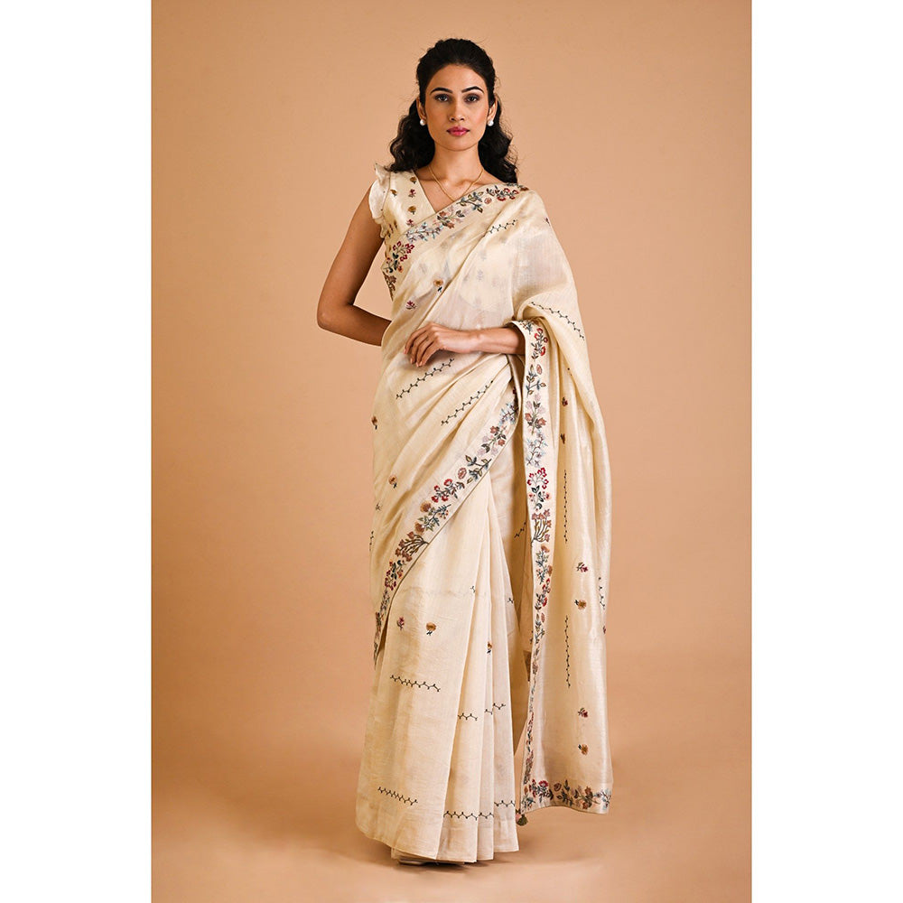 MITYAN Daffodil Saree with Stitched Blouse