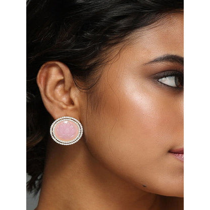 MNSH Royal Lotus Rose Quartz Studs