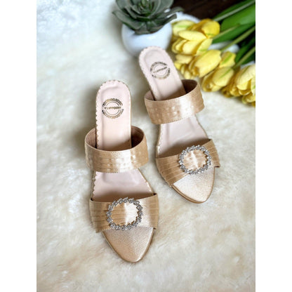 Modanta Gold Satin Heels