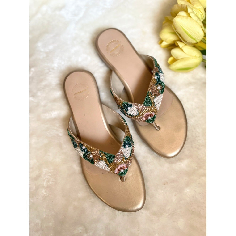 Modanta Embroidered V-Strap Slip Ons Sliders