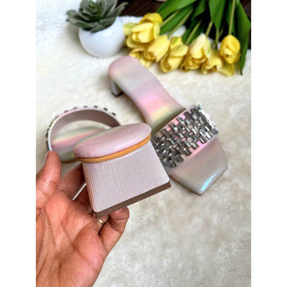 Modanta Diamond Rainbow Silver Heels