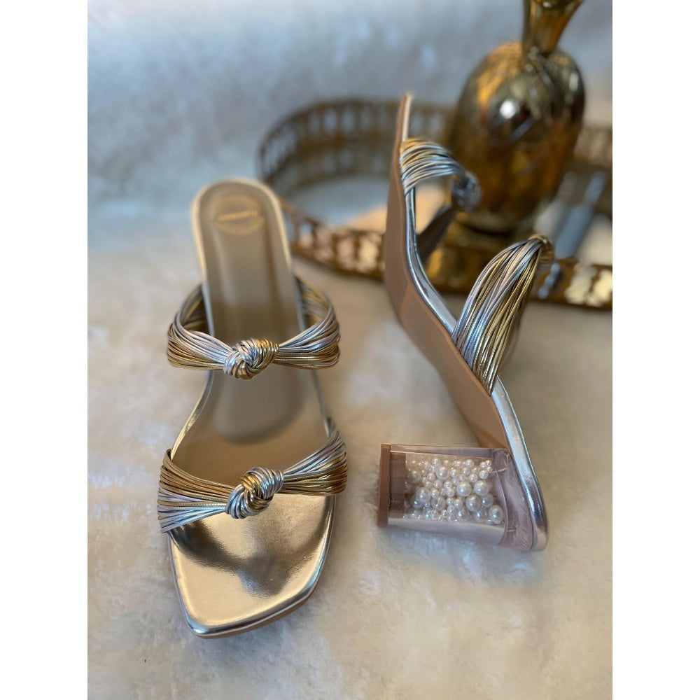 Modanta Gold Knot Pearl Heels