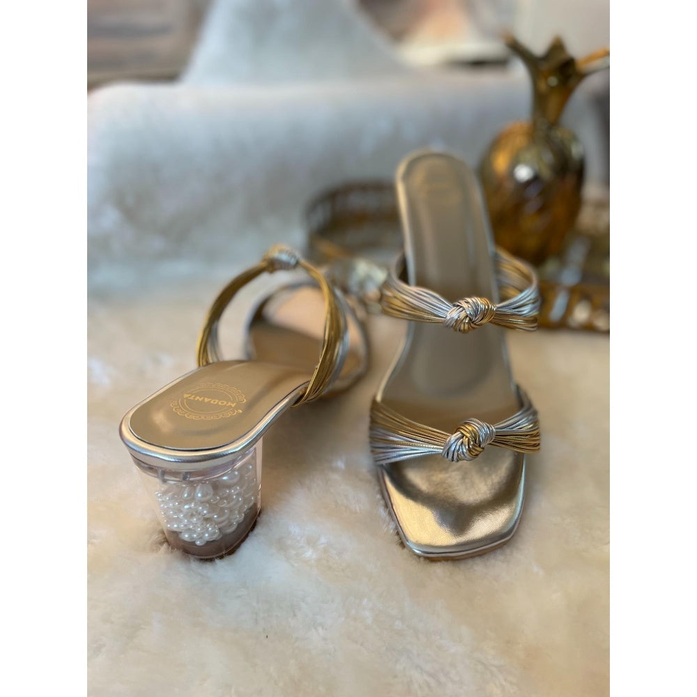 Modanta Gold Knot Pearl Heels