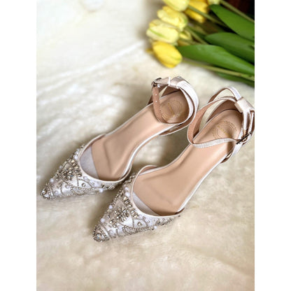 Modanta White Diamond Sandal Heels