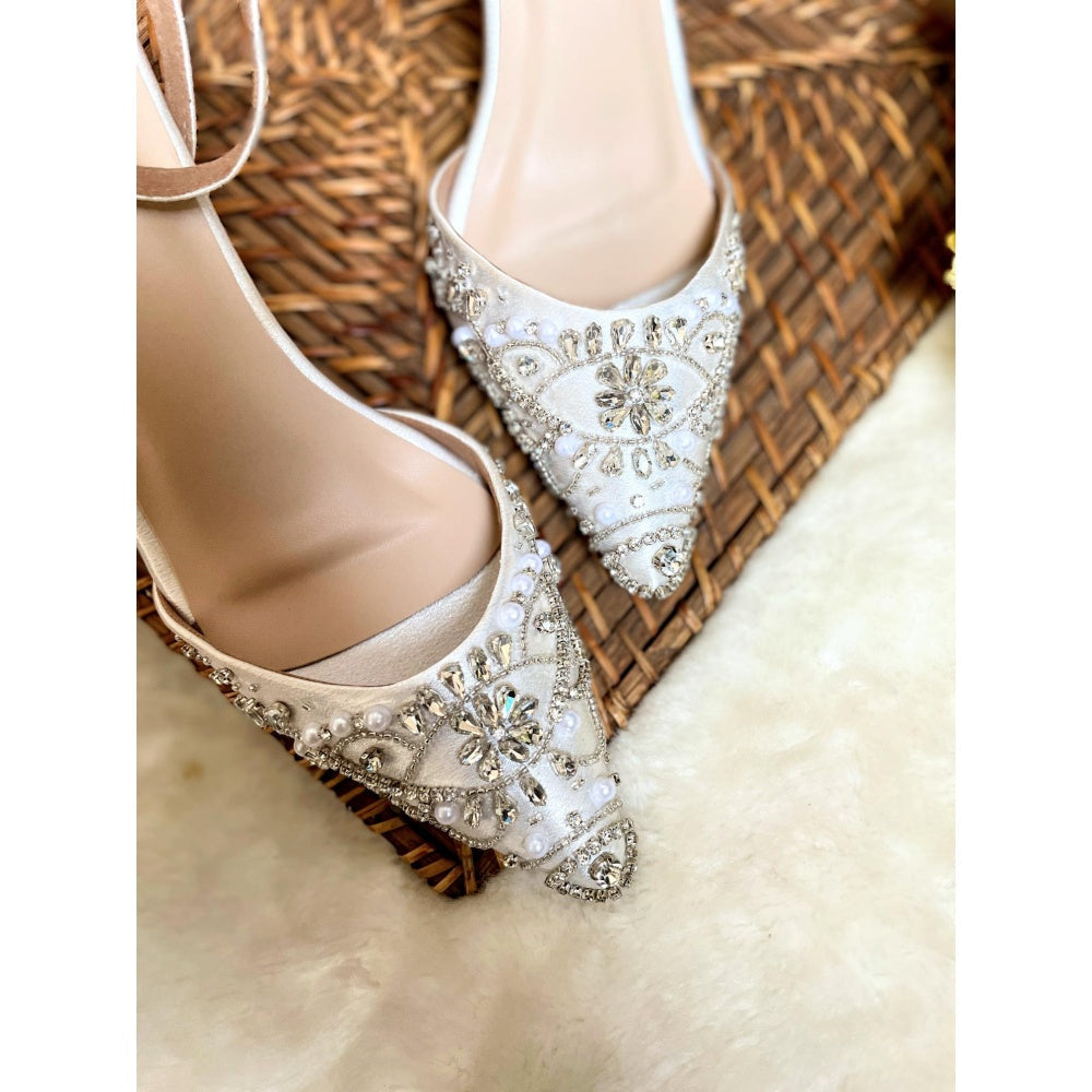 Modanta White Diamond Sandal Heels