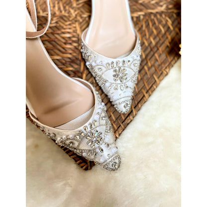 Modanta White Diamond Sandal Heels