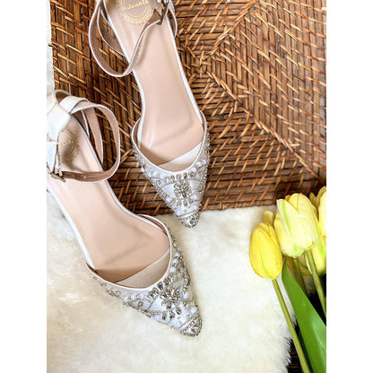 Modanta White Diamond Sandal Heels