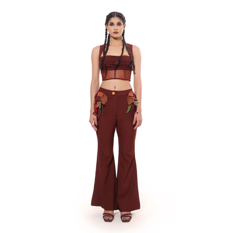MODO CALDO Brown Woodland Solid Top and Pant