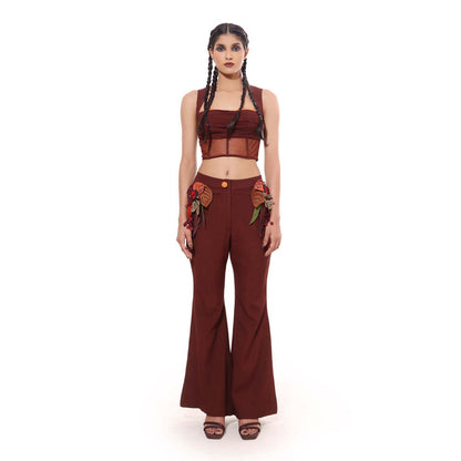 MODO CALDO Brown Woodland Solid Top and Pant