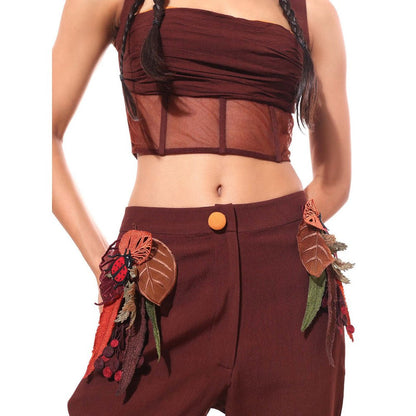 MODO CALDO Brown Woodland Solid Top and Pant