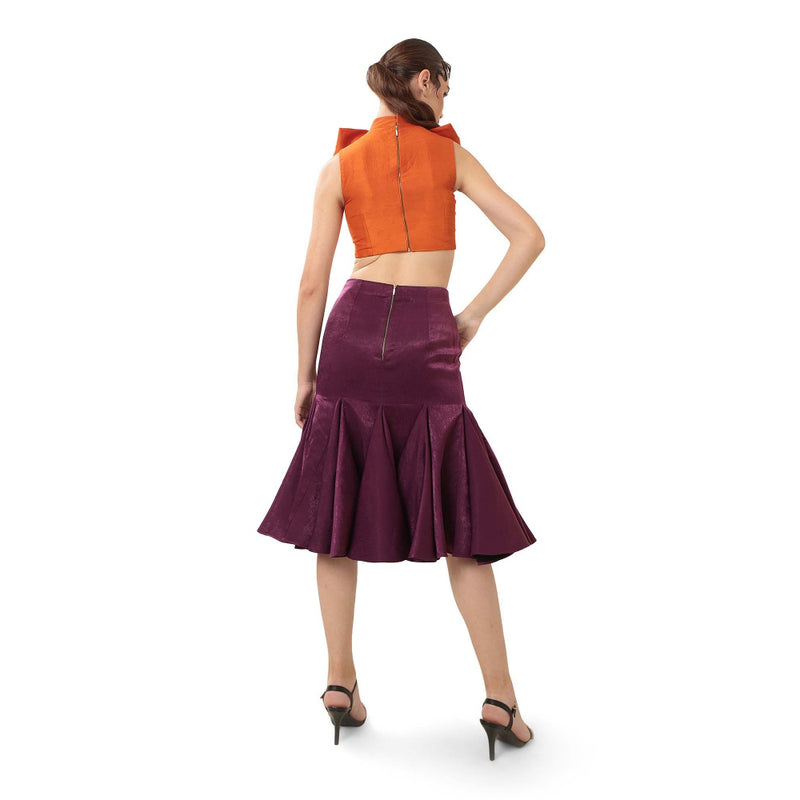 MODO CALDO Orange Solar Orchid Solid Top and Skirt