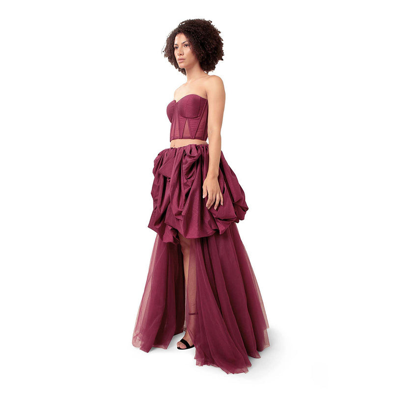 MODO CALDO Purple Harmony Solid Corset and Skirt