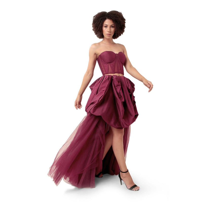 MODO CALDO Purple Harmony Solid Corset and Skirt