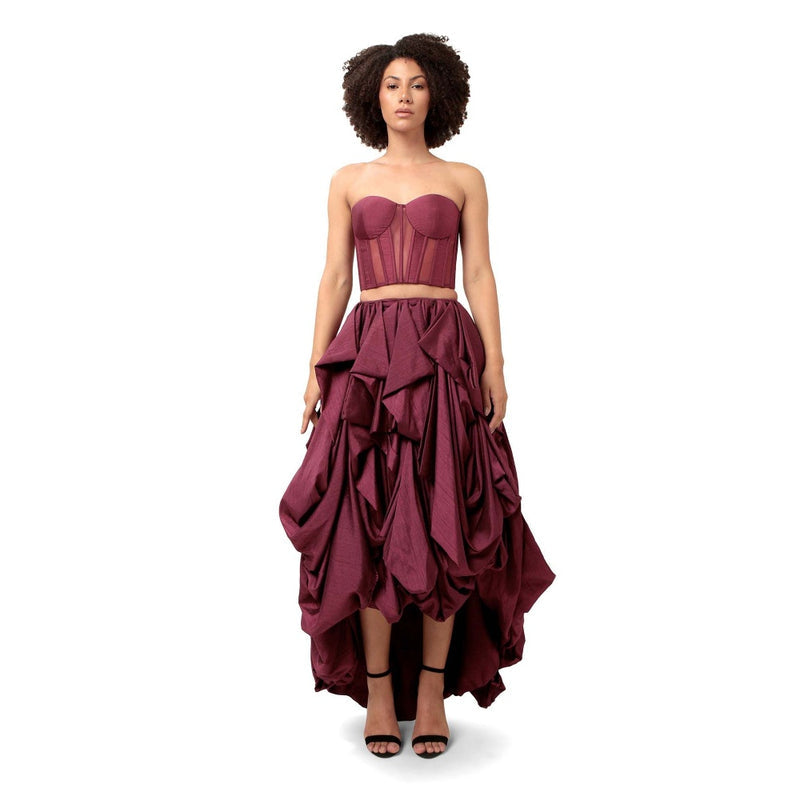 MODO CALDO Purple Infatuation Solid Corset and Skirt