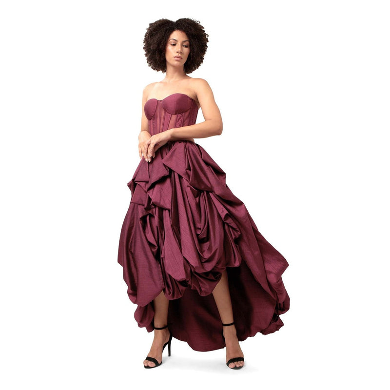 MODO CALDO Purple Infatuation Solid Corset and Skirt