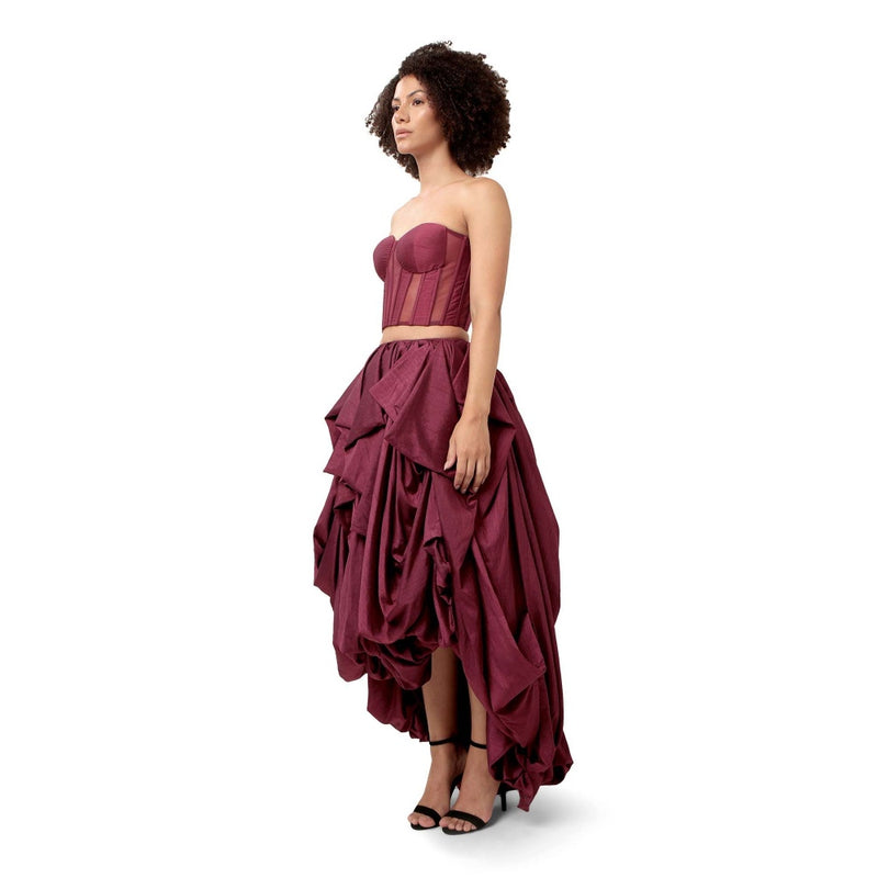 MODO CALDO Purple Infatuation Solid Corset and Skirt
