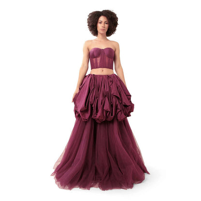 MODO CALDO Purple Understanding Solid Corset and Skirt