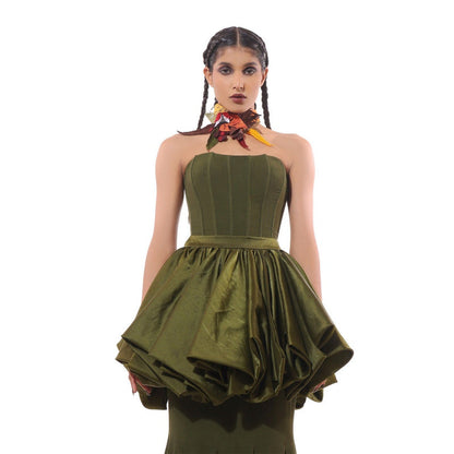 MODO CALDO Green Olive Grove Corset Top