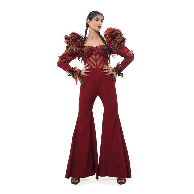 MODO CALDO Maroon Jungle Canopy Jumpsuit