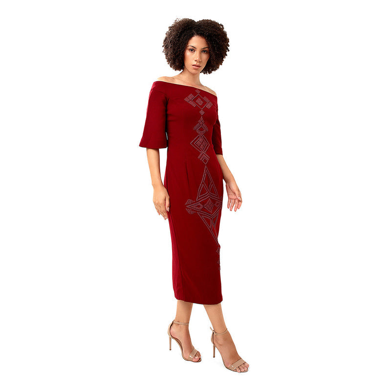 MODO CALDO Maroon Sharp Cusp Dress