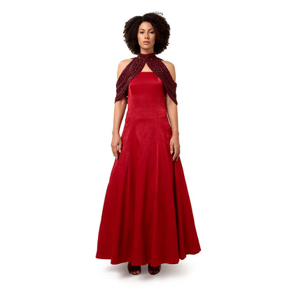 MODO CALDO Red Ruby Runic Gown with Cape