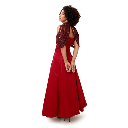 MODO CALDO Red Ruby Runic Gown with Cape
