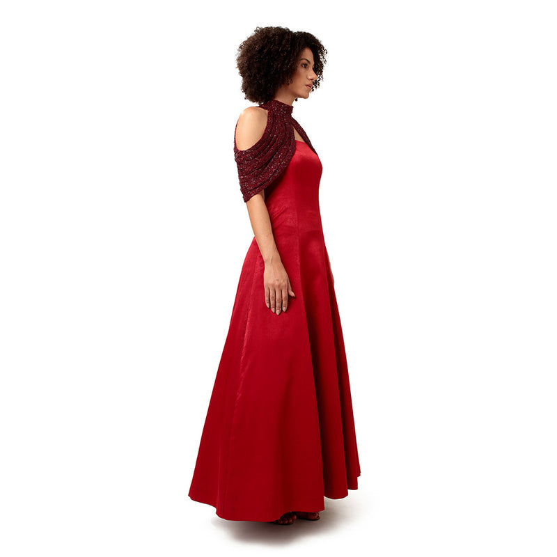 MODO CALDO Red Ruby Runic Gown with Cape