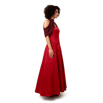 MODO CALDO Red Ruby Runic Gown with Cape