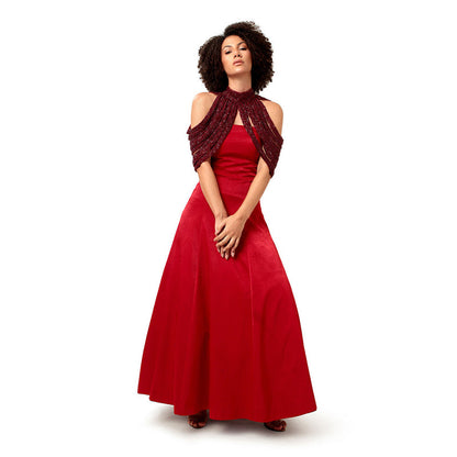 MODO CALDO Red Ruby Runic Gown with Cape