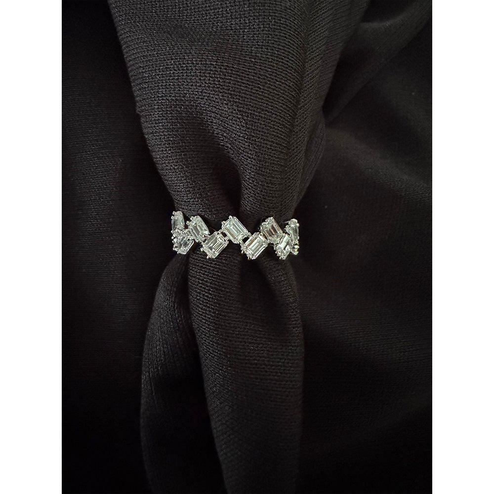 Mon Tresor Zig Zag Baguette Dia Eternity Ring - White