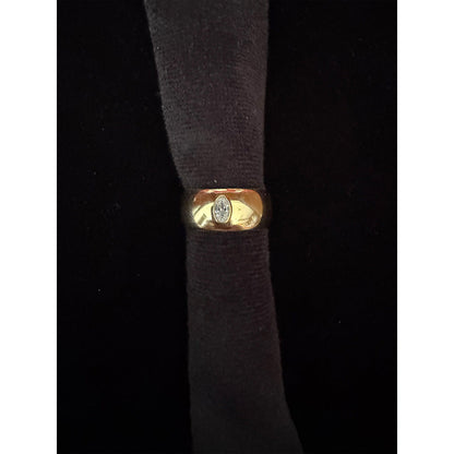 Mon Tresor Unisex Thick White Ring Inlaid Oval Diamond