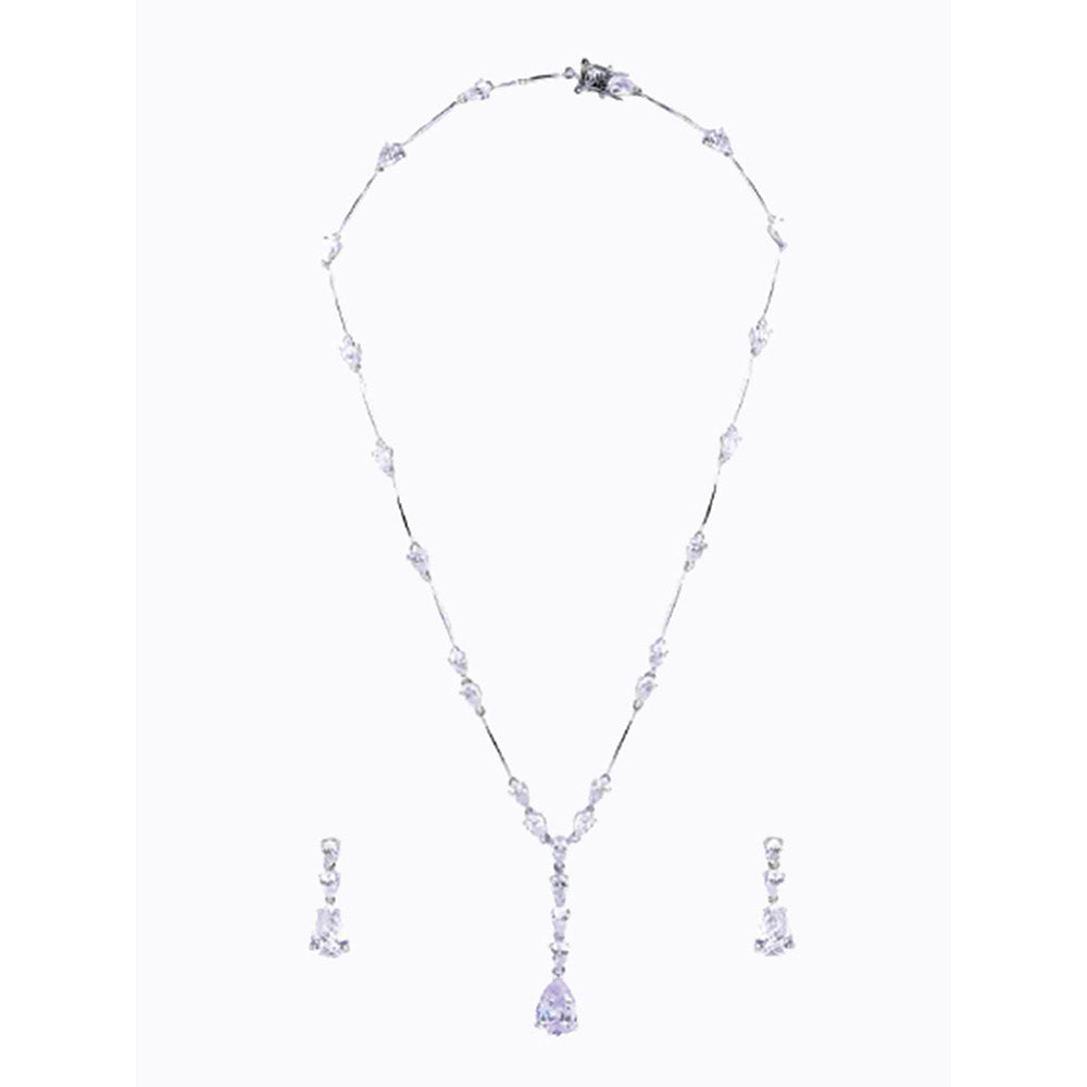 Mon Tresor Pear Segmented Necklace with Pair of Earrings - White