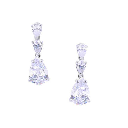 Mon Tresor Pear Segmented Necklace with Pair of Earrings - White