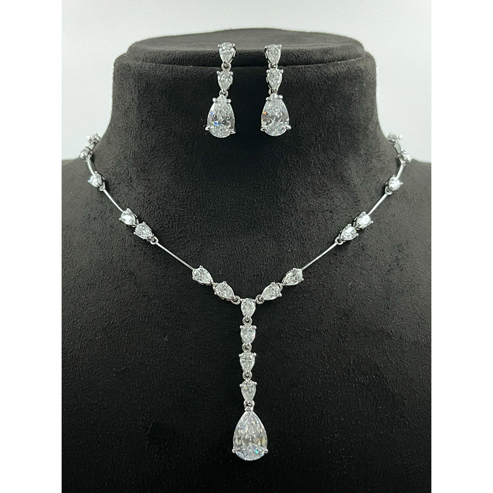 Mon Tresor Pear Segmented Necklace with Pair of Earrings - White