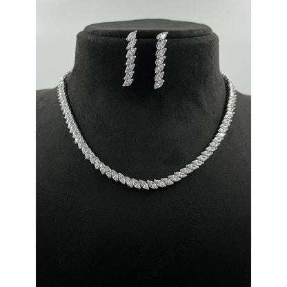 Mon Tresor Marquis Diamond Necklace with Pair of Earrings - White