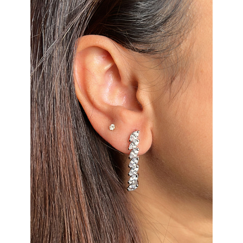 Mon Tresor Marquis Diamond Necklace with Pair of Earrings - White