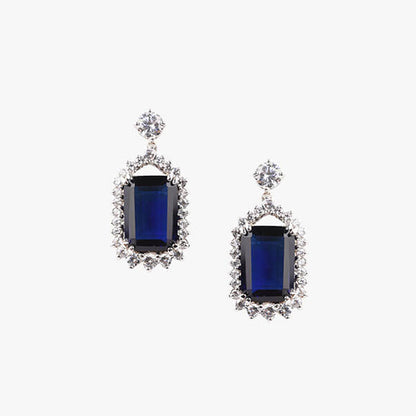 Mon Tresor Midnight Elegance Blue Sapphire Necklace with Pair of Earrings