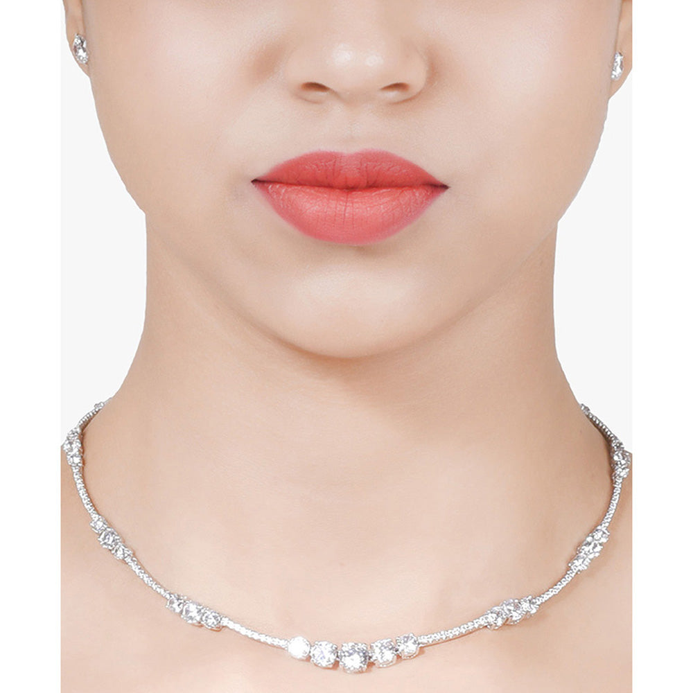 Mon Tresor Celeste Five Necklace with Pair of Earrings - White