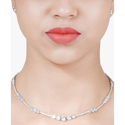 Mon Tresor Celeste Five Necklace with Pair of Earrings - White