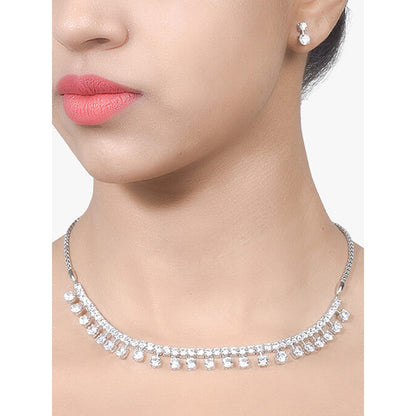 Mon Tresor Diamond Symphony Necklace with Pair of Earrings - White