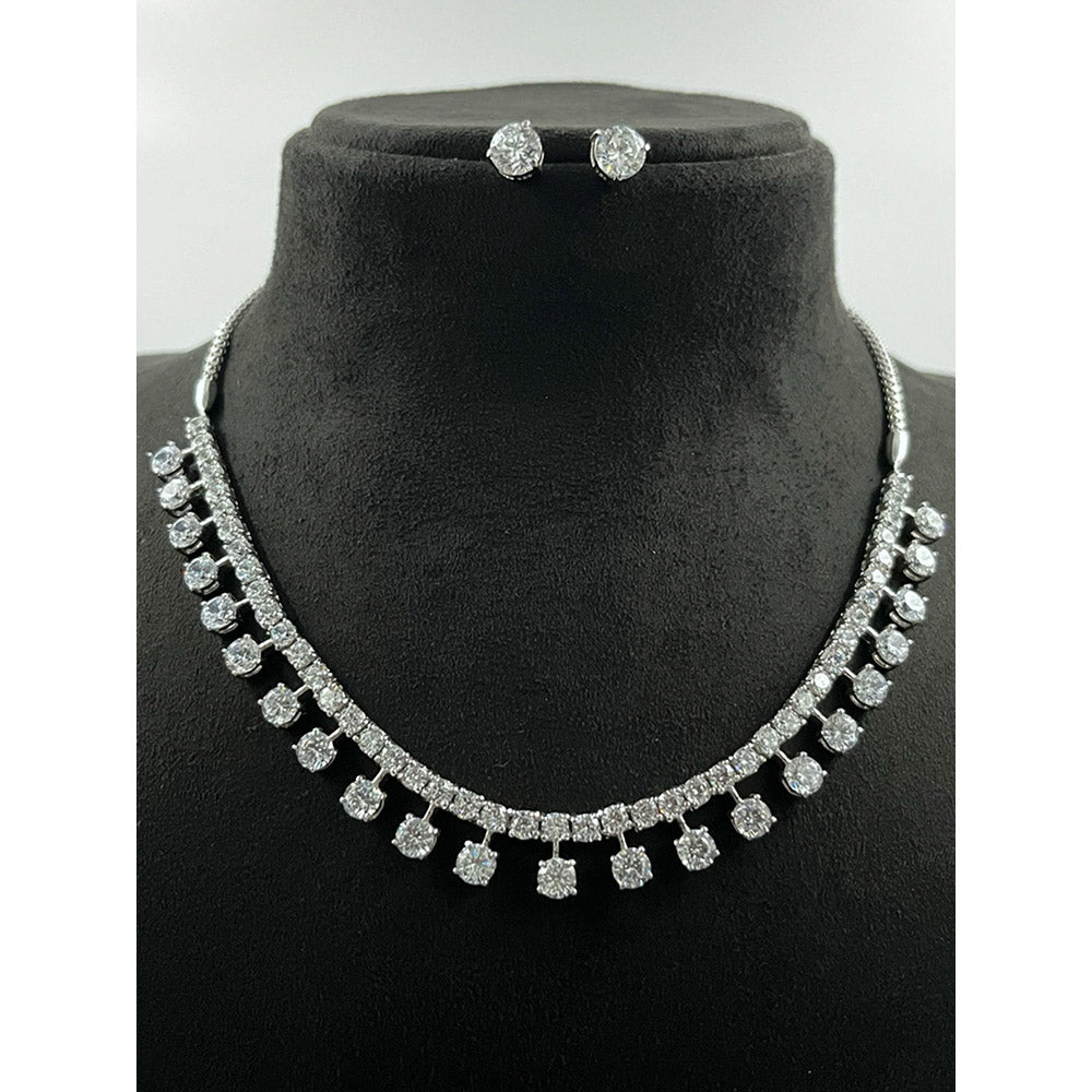 Mon Tresor Diamond Symphony Necklace with Pair of Earrings - White