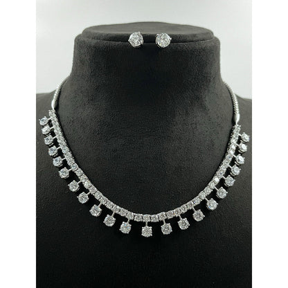 Mon Tresor Diamond Symphony Necklace with Pair of Earrings - White