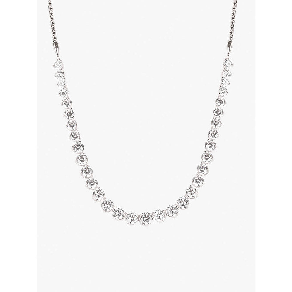 Mon Tresor Half Solitaire Necklace with Pair of Earrings With Earrings - White
