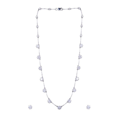 Mon Tresor Equal Solitaire Apart Necklace with Pair Of Earrings - White