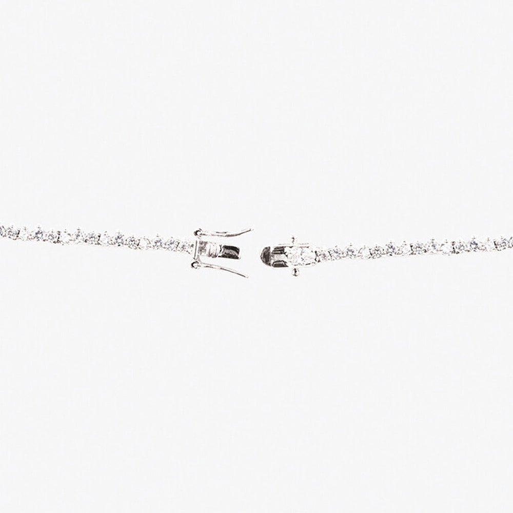 Mon Tresor Full Equal Solitaire Necklace with Pair of Earrings - White
