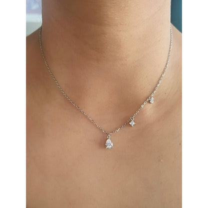 Mon Tresor Whispering Charms Silver Pendant Necklace with Pair Of Earrings - White
