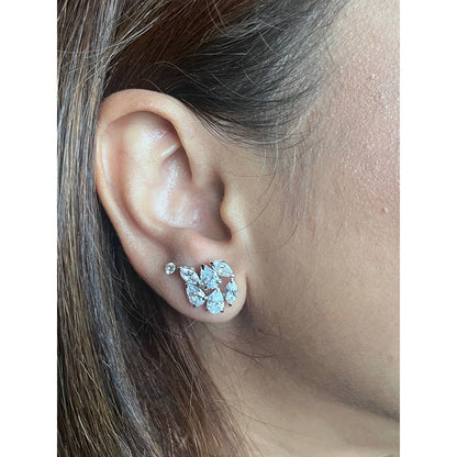 Mon Tresor Pear And Marquee Diamond Stud Earrings - White