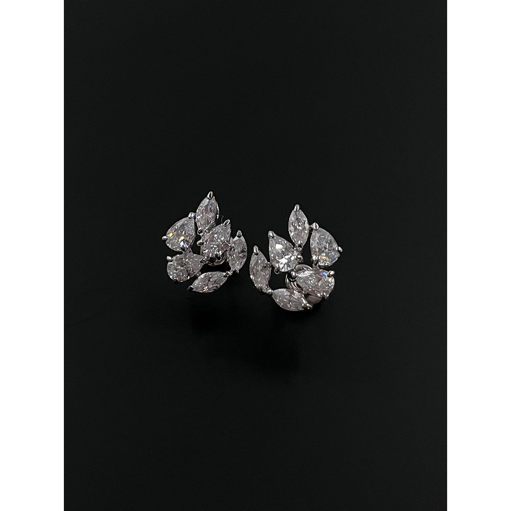 Mon Tresor Pear And Marquee Diamond Stud Earrings - White