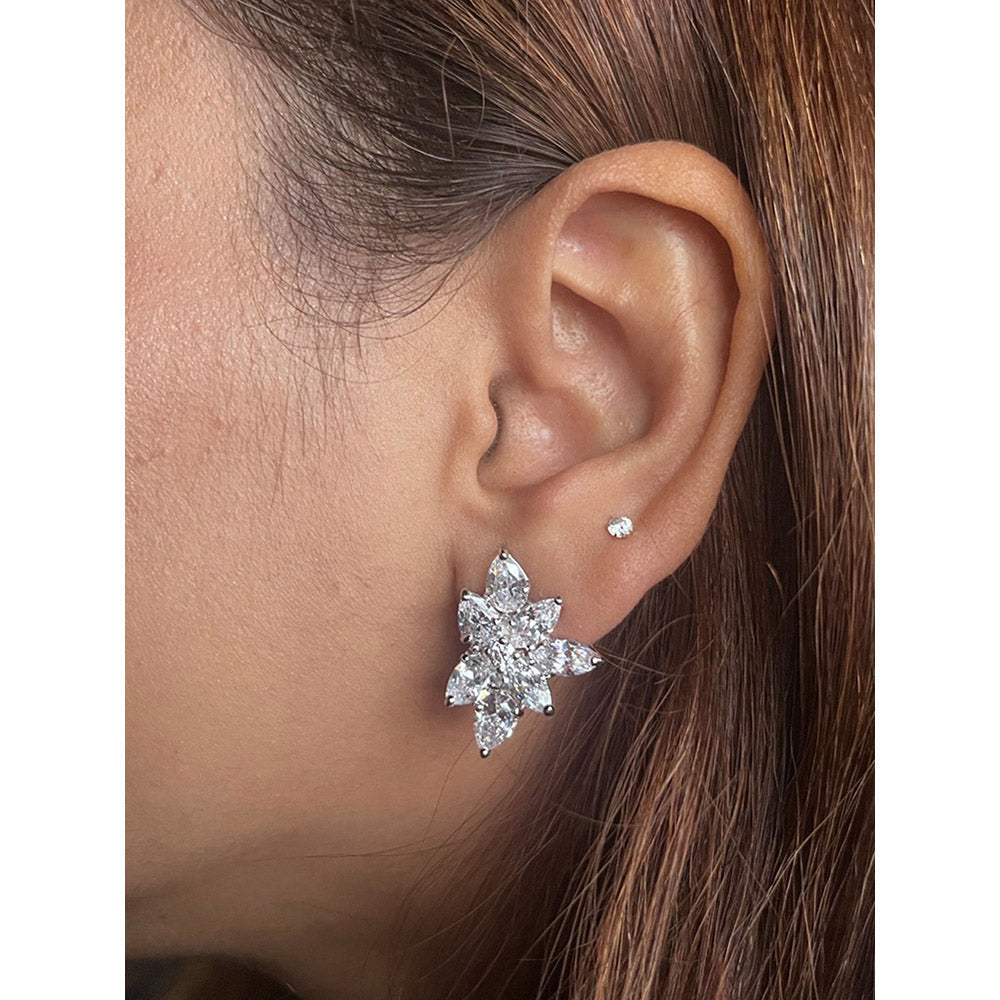 Mon Tresor Classic Pear Cluster Stud Earrings - White